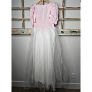 Vintage 80's Pink Princess Dress Open Back Bow Ladies size Medium
